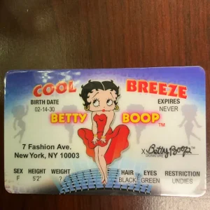 Front of Betty Boop Cool Breeze Novelty ID Card