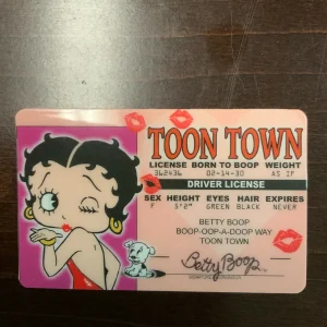 Front of Betty Boop Toon Town Novelty ID Card