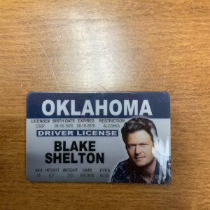 Blake Shelton Oklahoma novelty ID card front