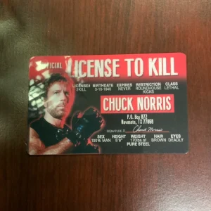 Front of Chuck Norris Novelty License Card