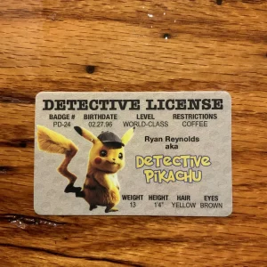 Front of Detective Pikachu Novelty ID Card