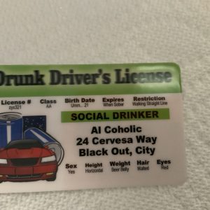 Drunk Driver Al Coholic novelty card front