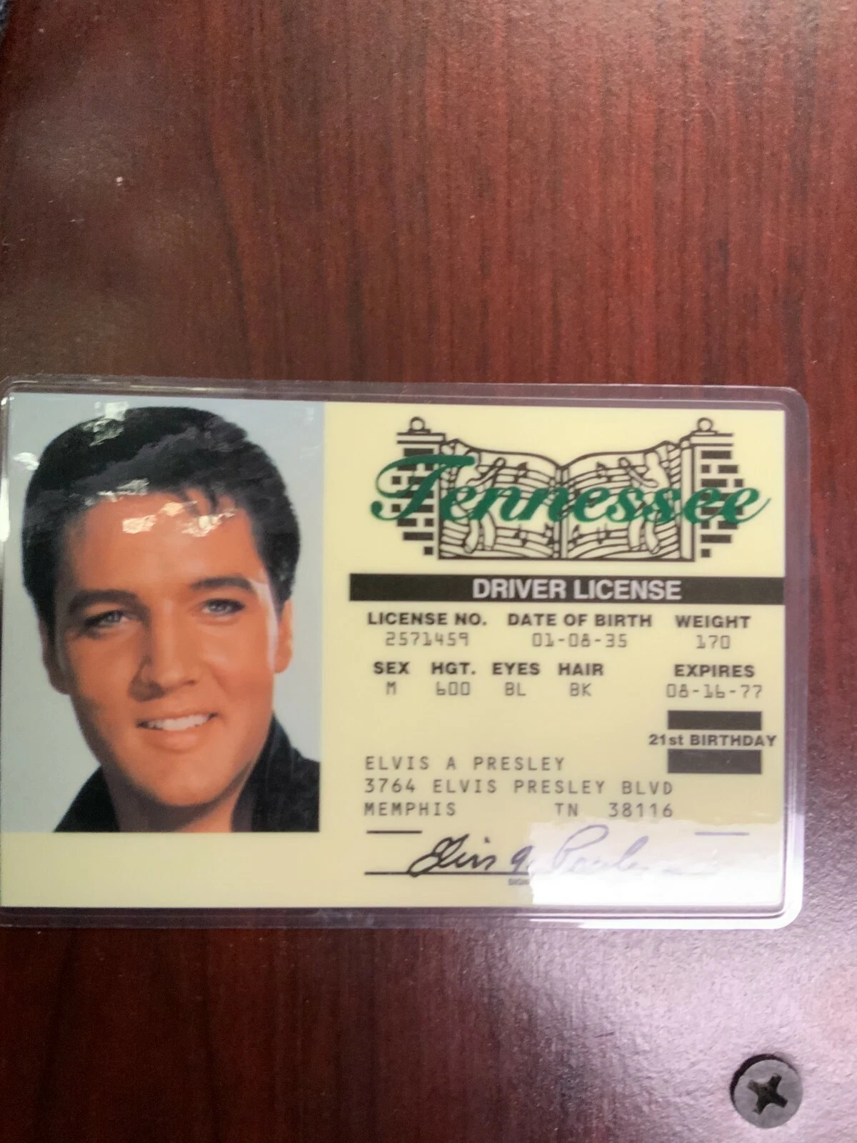 Front of Elvis Presley Novelty ID Card