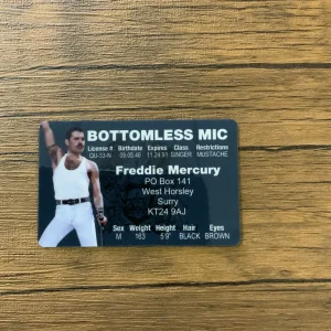 Front of Freddie Mercury Novelty ID Card