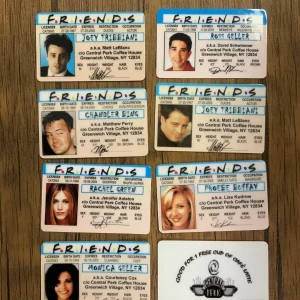 Overview of Friends novelty card designs
