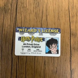 Front of Harry Potter Wizard's License Novelty Card