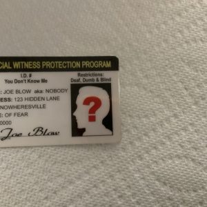 Official Witness Protection Program Novelty ID Card