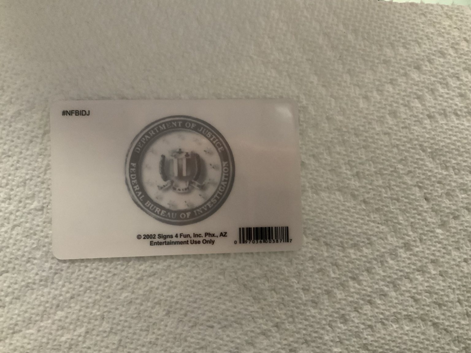 FBI Security Pass Hoover Novelty ID Card - Image 2