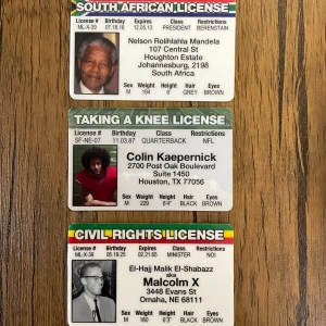 Front of Mandela, Kaepernick and Martin Luther King Jr. Novelty Card Set