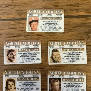 Front of Mayberry Novelty ID Card Set — 5 Characters