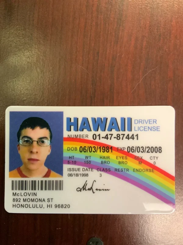 McLovin novelty ID card