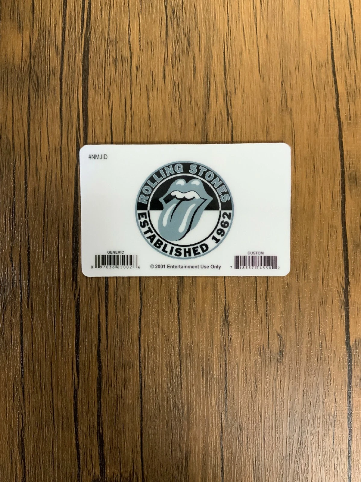 Back of Mick Jagger Novelty ID Card
