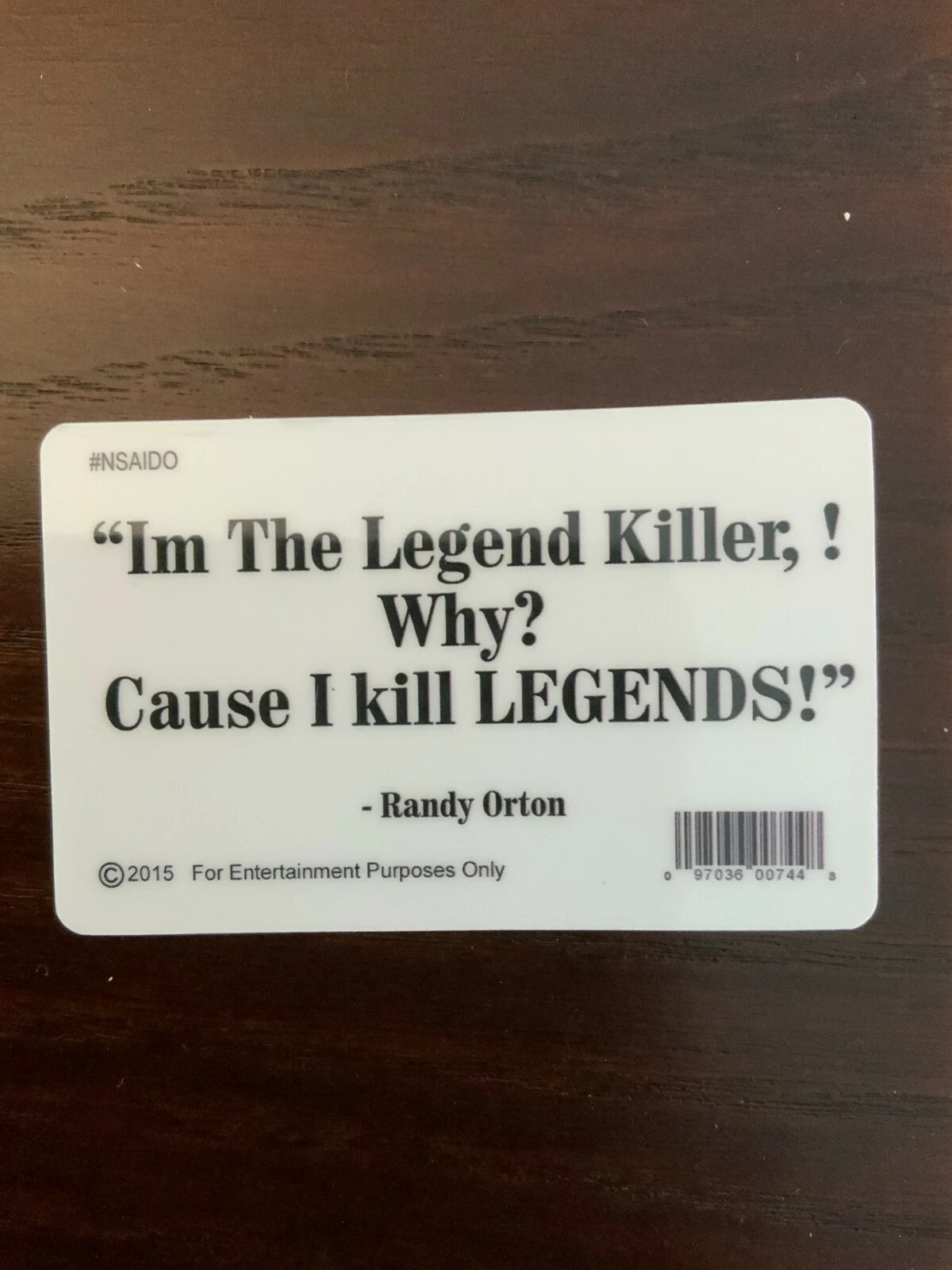 Back of Randy Orton Novelty ID Card