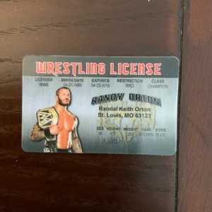 Front of Randy Orton Novelty ID Card