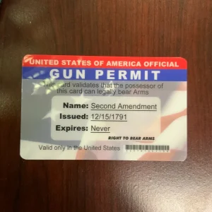 Front of Second Amendment Novelty Gun Permit Card