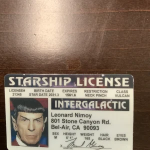 Spock Novelty ID Card — Leonard Nimoy front