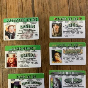 Front of Wizard of Oz Novelty ID Card Set — 6 Cards